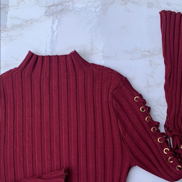 Fashion Nova Mock Neck Sweater w/ bellbottom sleev - Picture 4 of 4